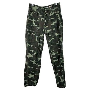 Anthropologie The Wanderer Green Camo Camouflage Cargo Pants 27 Military Pockets